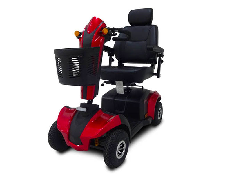 CityRider 4-Wheel Mid Size Scooter in Sunset Orange|CityRider 4-Wheel Mid Size Scooter in Red|CityRider 4-Wheel Mid Size Scooter in Sunset Orange|CityRider 4-Wheel Lighting System|CityRider 4-Wheel Mid Size Scooter in Black|Control Panel on the CityRider 4-Wheel Mid Size Scooter|Wheels grip surfaces and make inclines easy on the CityRider|Crushproof basket attaches to the front of the CityRider for convenience|Optional Electric Horn with 3 sounds|Optional deluxe cup holder|Optional Safety Flag