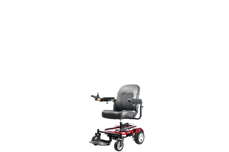 EZ Go Deluxe |EZ-GO Travel Power Wheelchair by Merits in Blue|Easy to disassemble in three pieces for transport|Transport is a breeze with a folding seat and two frame pieces||Ez Go Deluxe Side View 2|EZ GO Deluxe Side View||