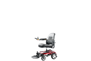 EZ Go Deluxe |EZ-GO Travel Power Wheelchair by Merits in Blue|Easy to disassemble in three pieces for transport|Transport is a breeze with a folding seat and two frame pieces||Ez Go Deluxe Side View 2|EZ GO Deluxe Side View||