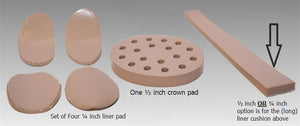 Danmar Helmet Pad Kit - Set of 4 Liner Pads, Crown Pad, and Liner Cushion|Danmar Sizing Kit with 1 Varying Option for ¼ in and ½ in|Danmar only pad in kit that varies in size ¼ in and ½ in