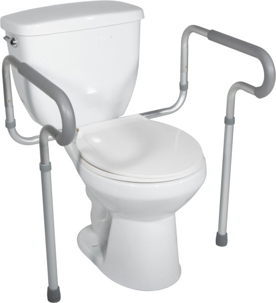 Drive Medical Toilet Safety Frame with Padded Arms|Width Adjustment for Toilet Safety Frame|Brackets for Toilet Safety Frame|Toilet Safety Frame with Padded arms Packaging