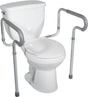 Drive Medical Toilet Safety Frame with Padded Arms|Width Adjustment for Toilet Safety Frame|Brackets for Toilet Safety Frame|Toilet Safety Frame with Padded arms Packaging