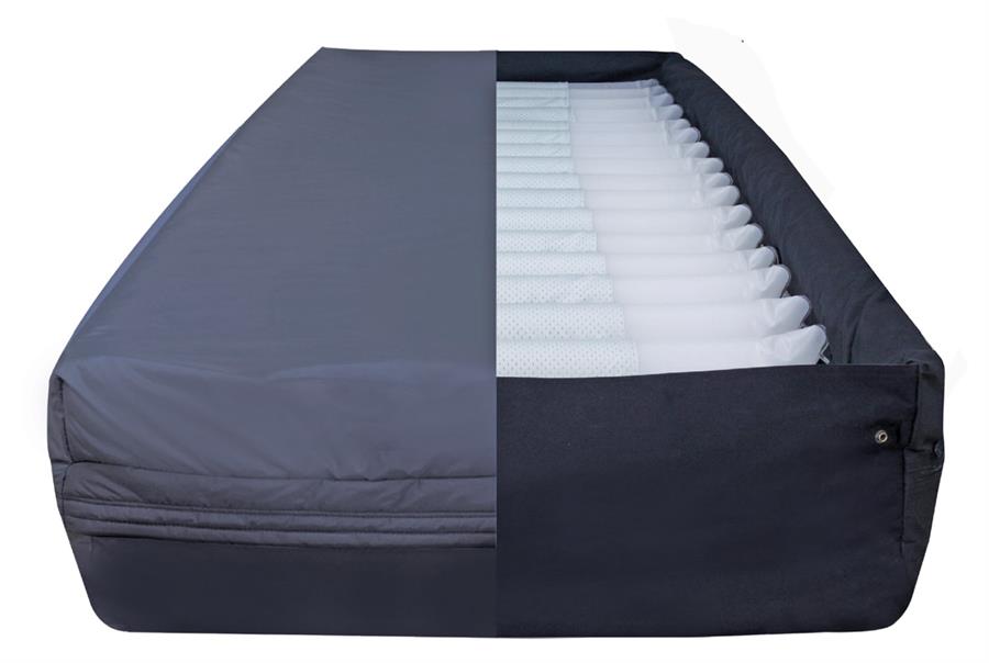 Prius Duet Therapy Mattress|Duet Therapy Mattress interior cells|Easy to use Duet Control Box - hang off footboard of bed|Modular construction of cells for easier cleaning and repair|Cable management keeps electric cords off the floor|Duet CPR Release Valve for emergency care|Duet Control Box Hanging bracket to fit in all type of beds