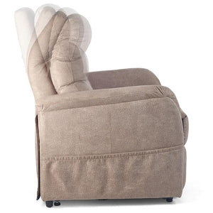 Shown in Urethane Chestnut |Elara shown in Antler|Adjustable Headrest|Std Upholstery Options