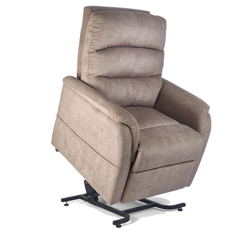 Shown in Urethane Chestnut |Elara shown in Antler|Adjustable Headrest|Std Upholstery Options