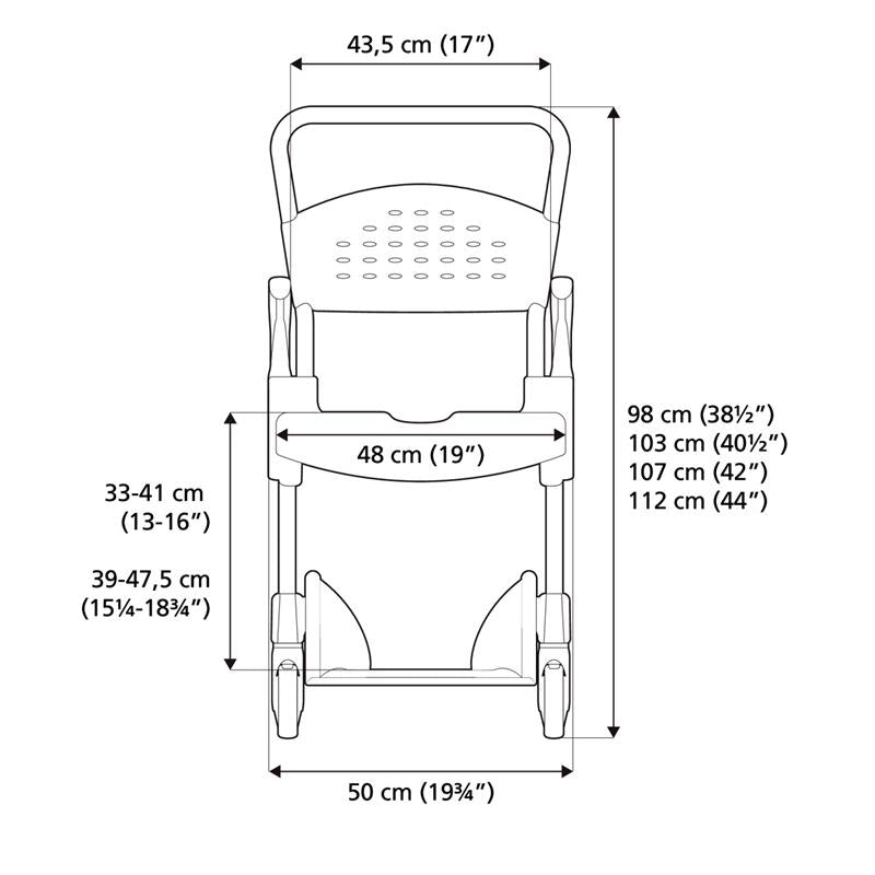 Etac Shower Commode Chair Back Measurements