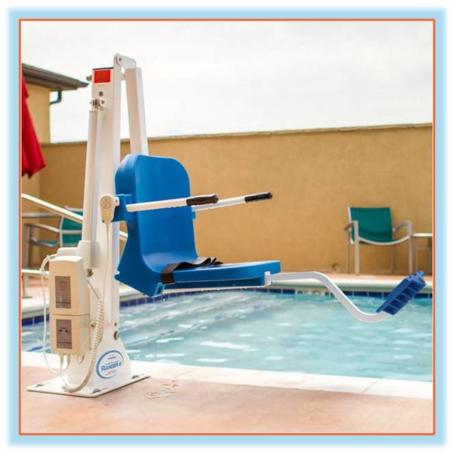 Ranger 2 ADA compliant pool lift - tan|Ranger 2 ADA compliant pool lift - blue|Ranger 2 Pool lift with remote hand control|Ranger 2 ADA compliant pool lift with remote - Gray|Ranger 2 ADA compliant pool lift with remote - White|Optional anchors for cement, pavers or wood for the Ranger 2 Lift