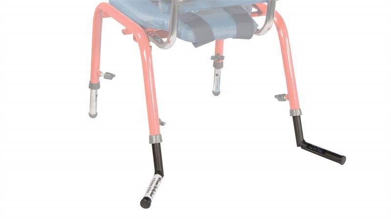 Optional Anti-tippers allow seat to sit at angle without tilting
