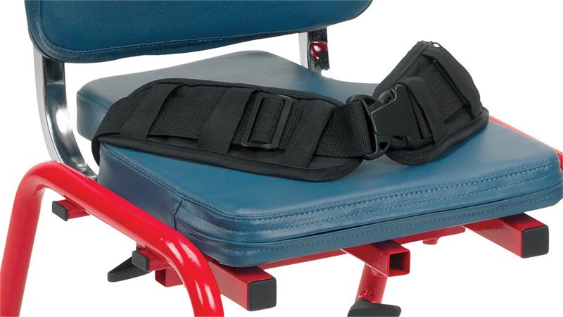 Included lap belt is highly adjustable and helps to support users