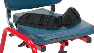 Included lap belt is highly adjustable and helps to support users
