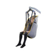 Joerns Hoyer Full Back Polyester Sling with user|Joerns Hoyer Full Back Polyester Sling|Joerns Hoyer Full Back Mesh Sling with closeup of fabric