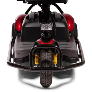 Front view of Golden Buzzaround Bumper Kit on 3-Wheel scooter|Golden Buzzaround Bumper Kit on 3-Wheel scooter|Golden Buzzaround Bumper Kit on 4-Wheel scooter|Back view of the Golden Buzzaround Bumper Kit|Use the Golden Buzzaround Bumper Kit to stand your scooter up