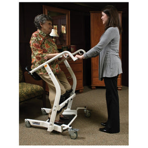 Lumex Stand Assist Patient Transport|Lumex Stand Assist Patient Transport Side View|Lumex Stand Assist Patient Transport Arms swung out|Lumex Stand Assist Patient Transport Sit to Stand with Patient|Lumex Stand Assist Patient Transport Patient standing