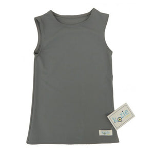 Kozie Clothes Simply Sleeveless Sensory Compression Shirt|Simply Sleeveless Sensory Compression Shirt in Navy|Simply Sleeveless Sensory Compression Shirt in White|Simply Sleeveless Sensory Compression Shirt in Black|Simply Sleeveless Sensory Compression Shirt in Steel Gray|Simply Sleeveless Sensory Compression Shirt in Blush Pink|Little girl wearing Black Simply Sleeveless Sensory Compression Shirt|Kozie Clothes Compression Shirt Size Chart