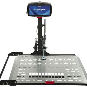 Harmar AL100HD Lift uses rear wheel cradle and hold-down foot secure