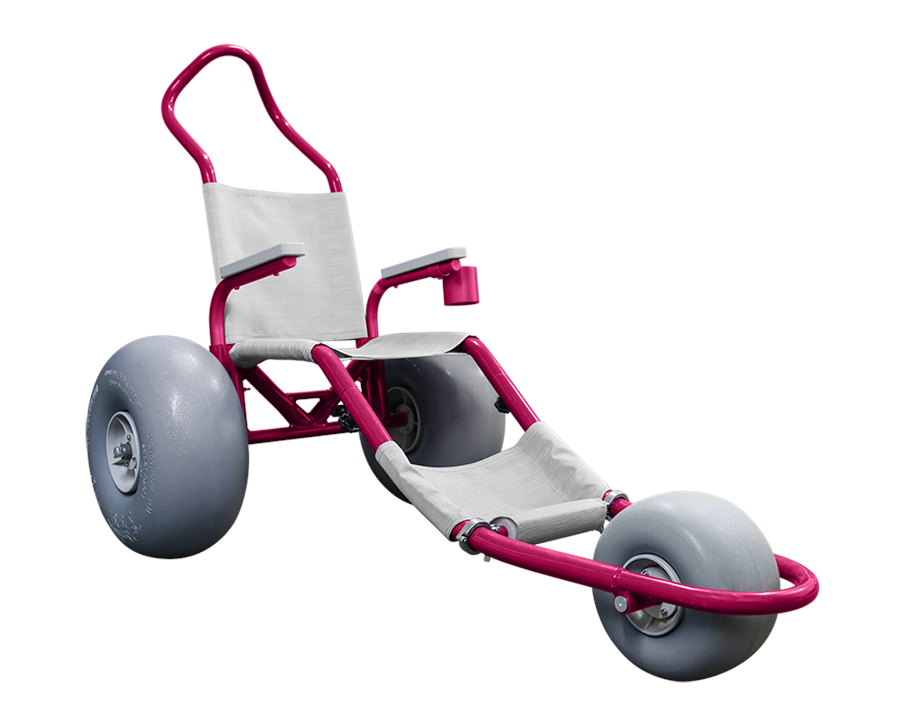 Sand Rider Beach Wheelchair - Hot Pink/White