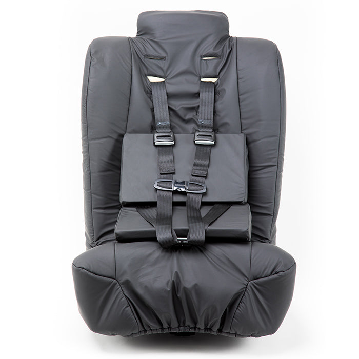 Inspired By Drive Spirit Spica Car Seat with Positioning Wedges|Side view of Spica car seat without positioning wedges|Inspired By Drive Spirit Spica Car Seat without Positioning wedges|Closeup of two positioning wedges for Spica Car Seat by Inspired by Drive|Closeup of buckle closure for Spica Car Seat|Two memory foam positioning wedges come standard with Spica Car seat|Memory Foam padding throughout entire Spica Car Seat by Inspired By Drive