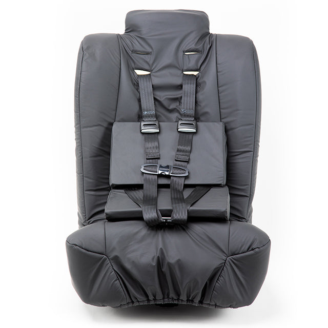 Inspired By Drive Spirit Spica Car Seat with Positioning Wedges|Side view of Spica car seat without positioning wedges|Inspired By Drive Spirit Spica Car Seat without Positioning wedges|Closeup of two positioning wedges for Spica Car Seat by Inspired by Drive|Closeup of buckle closure for Spica Car Seat|Two memory foam positioning wedges come standard with Spica Car seat|Memory Foam padding throughout entire Spica Car Seat by Inspired By Drive