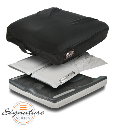 Sunrise Medical J2 Wheelchair Cushion|Sunrise Medical J2 Wheelchair Cushion|Sunrise Medical J2 Wheelchair Cushion - Contoured|Sunrise Medical J2 Wheelchair Cushion - Incontinence Cover|Sunrise Medical J2 Wheelchair Cushion - Jay Flow Pad