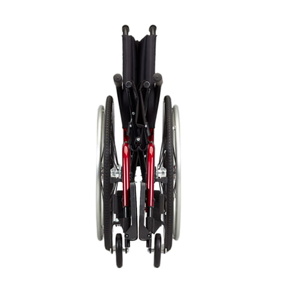 Catalyst 5 Folding Wheelchair completely folded for storage or transport