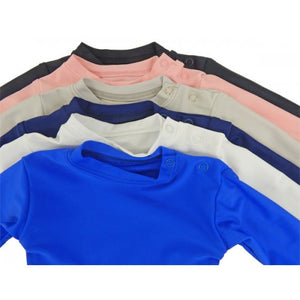 Kozie Clothes Baby Long Sleeve Plain And Simple Kozie Compression Shirt|Snaps at shoulder make overhead dressing easier|Baby wearing Long Sleeve Plain And Simple Kozie Compression Shirt