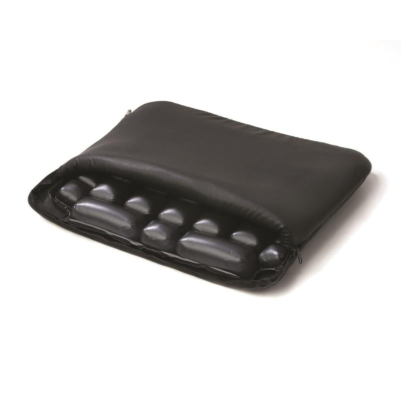 Roho LTV Seat Cushion with fabric cover half off is easily removed|Roho LTV Seat Cushion with Leather cover|Roho LTV Seat Cushion with Leather cover half off to show air cells|Roho LTV Seat Cushion with fabric cover half off is easily removed