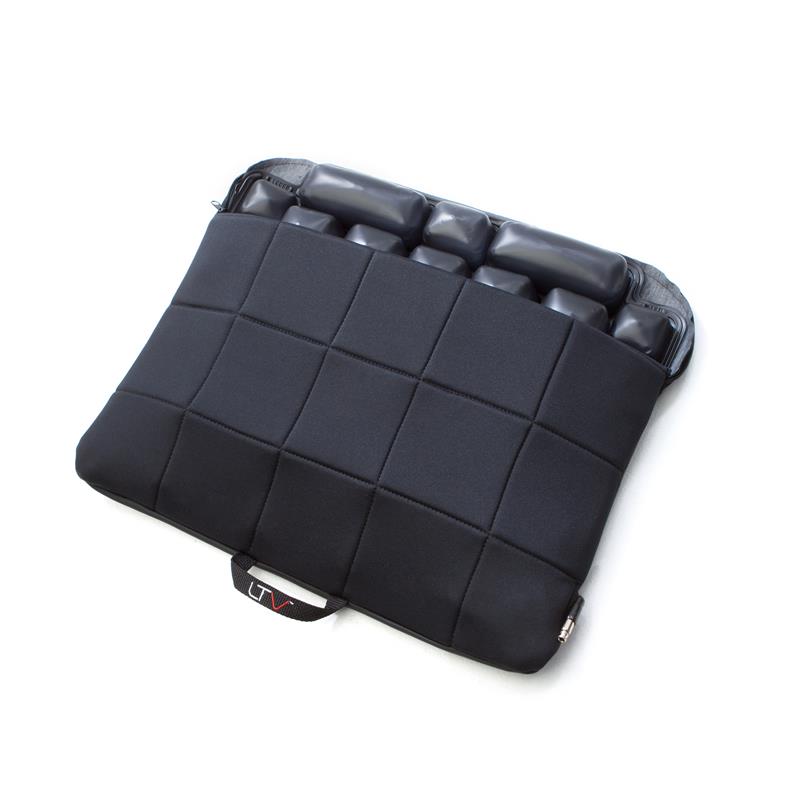 Roho LTV Seat Cushion with fabric cover half off is easily removed|Roho LTV Seat Cushion with Leather cover|Roho LTV Seat Cushion with Leather cover half off to show air cells|Roho LTV Seat Cushion with fabric cover half off is easily removed