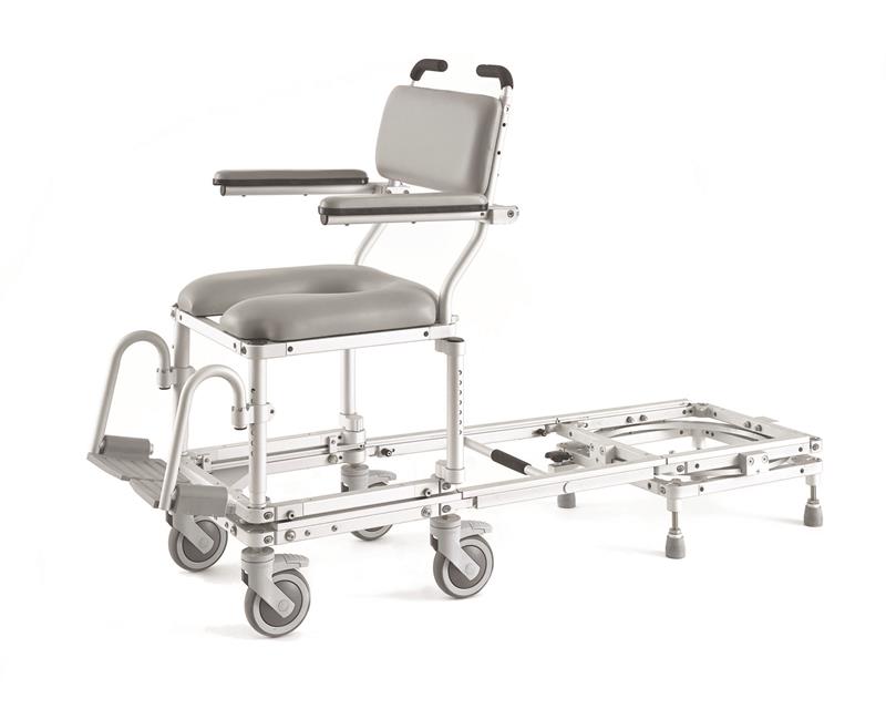 Multichair Tub Slider System by Nuprodx with Optional Crutch Tips on Shower Base