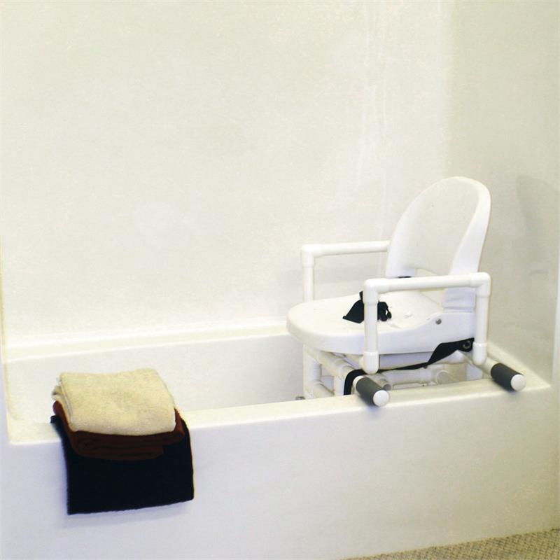 MJM Swiveling Tub Bather System facing forward|MJM Swiveling Tub Bather System facing forward inside tub|Swivels 360 degrees so transfers can be made from either side of tub