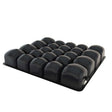 Roho Mosaic Cushion without cover shows individual air bladders|Roho Mosaic Cushion with half cover shows that cover can be easily removed|Roho Mosaic Cushion with 2-way stretch cover. Breathable and lightweight