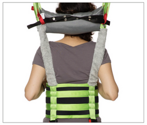Multi Sling by Human Care|Multi Sling by Human Care Side View|Multi Sling by Human Care Back View with Neck Support|Multi Sling by Human Care Size and Color Guide