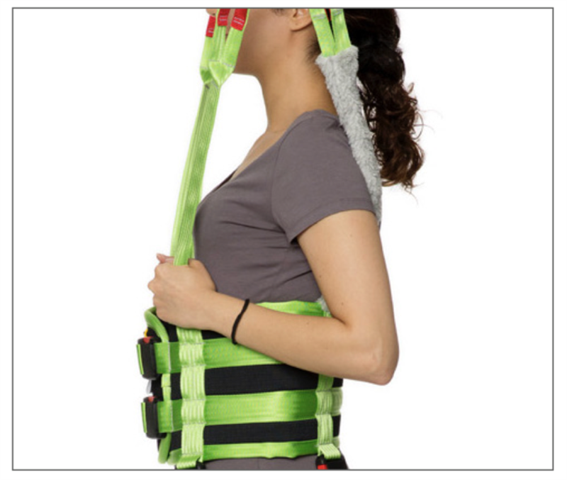 Multi Sling by Human Care|Multi Sling by Human Care Side View|Multi Sling by Human Care Back View with Neck Support|Multi Sling by Human Care Size and Color Guide