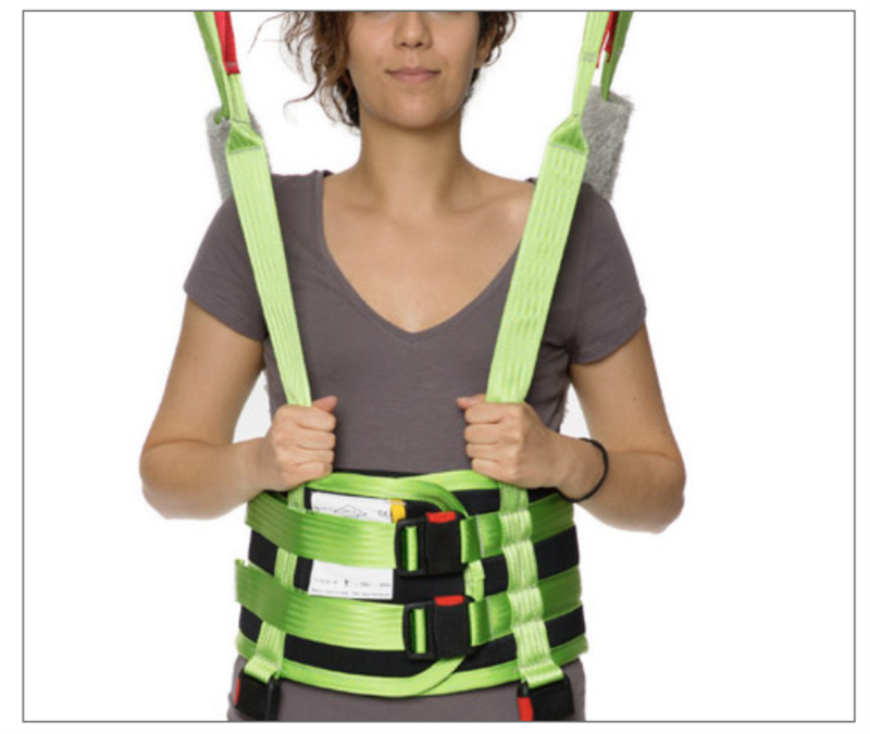 Multi Sling by Human Care|Multi Sling by Human Care Side View|Multi Sling by Human Care Back View with Neck Support|Multi Sling by Human Care Size and Color Guide
