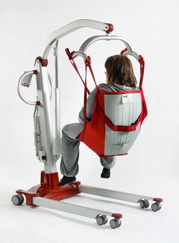 Molift Mover 300 Patient Lift as a Gait Trainer|Mover 300 lifting patient over bed|Molift Mover 300 Patient Lift N15050 With Free Shipping!|Four point spreader bar with patient on Mover 300|Four point spreader bar with patient on Mover 300 back view|Molift Mover 300 Patient Lift|Quick release spreader bar makes assembly and disassembly easy|Choose between two or four point spreader bar|Manual emergency lowering handle