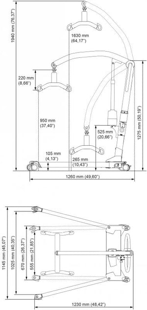 Molift Mobile Mover 180 Patient Lift measurements