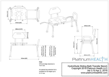Hydroglyde Sliding Bath Bench by Platinum Health