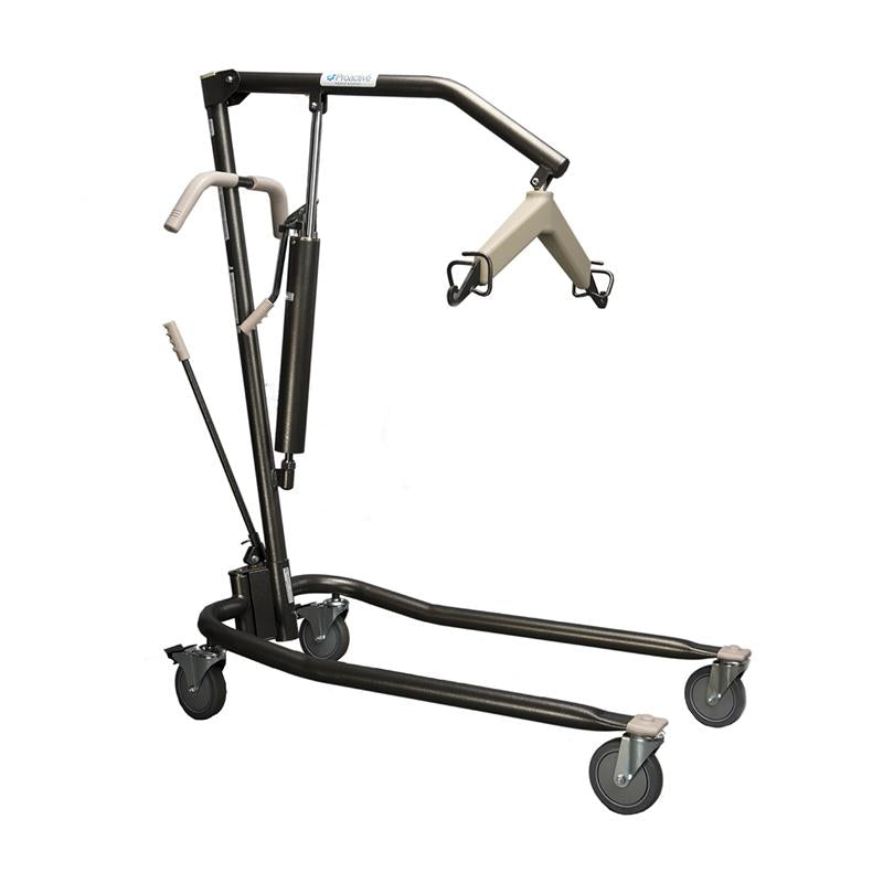 Protekt Onyx Hydraulic Lift by Proactive Medical|Front view of the Protekt Onyx Hydraulic Lift by Proactive Medical|Optional Full Body Mesh Sling with Commode Opening by Proactive Medical|Optional Full Body Mesh Sling by Proactive Medical|Optional Full Body Polyester Sling by Proactive Medical
