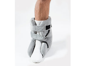 Heel Gel Elevation Boot by Proactive Medical|Heel Elevation Boot by Proactive Medical without gel pack|Back view of the Protekt Heel Gel Elevation Boot by Proactive Medical|Side view of the Protekt Heel Gel Elevation Boot with user|Front view of the Protekt Heel Gel Elevation Boot with user