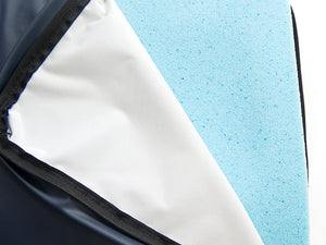 Protekt Alternating Pressure Seat Relief Cushion by Proactive Medical|Alternating air pressure cushion pictured on chair|Pump on Wheelchair Back|Cushion and Pump|Pump Functions|Non-slip bottom allows cushion to stay in place on wheelchair seats|4 Alternating air bladders provide continuous air pressure|Visco Polymer Memory Foam top layer is comfortable and reduces pressure|Foam is soft and contours each individual user|Package Contents|Plug