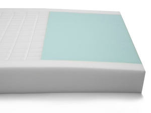 Protekt 300 Pressure Redistribution Mattress by Proactive Medical|Protekt 300 Pressure Redistribution Mattress with nylon cover|Protekt 300 Pressure Redistribution Mattress with raised 3" side rails|Sloped heel section has open cell memory foam to reduce pressure