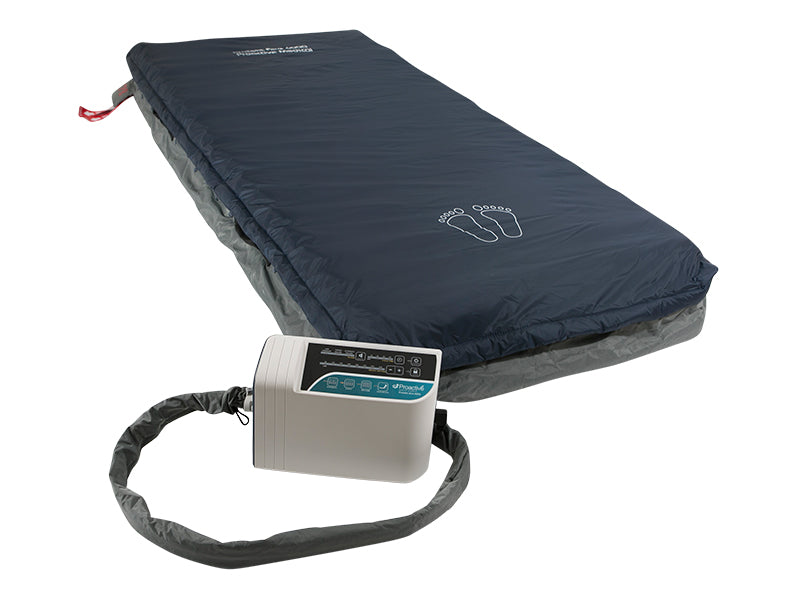 Protekt Aire 6000 System by Proactive Medical without raised perimeters|Protekt Aire 6000 System pump|Cell-on-cell technology allows 4" of bladders to be filled with air