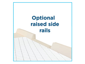 Protekt 300 Pressure Redistribution Mattress by Proactive Medical|Protekt 300 Pressure Redistribution Mattress with nylon cover|Protekt 300 Pressure Redistribution Mattress with raised 3" side rails|Sloped heel section has open cell memory foam to reduce pressure
