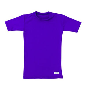 Kozie Clothes Short Sleeve Compression Shirt in most color choices|Kozie Clothes Short Sleeve Compression Shirt in Deep Purple|User wearing Kozie Clothes Short Sleeve Compression Shirt in deep purple|Compression Shirt Size Chart