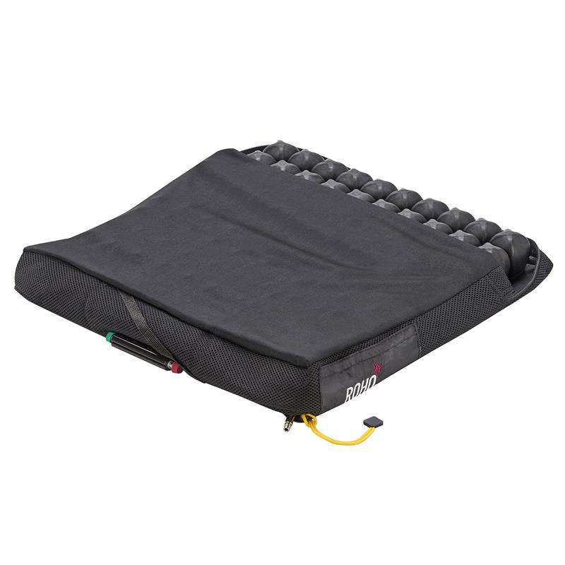 Roho Quadtro Select low profile cushion, 2.25" in height and lightweight|Roho Quadtro Select  Cushion - Low Profile with half the cushion|Pocket for cover comes standard and is convenient for carrying and travel