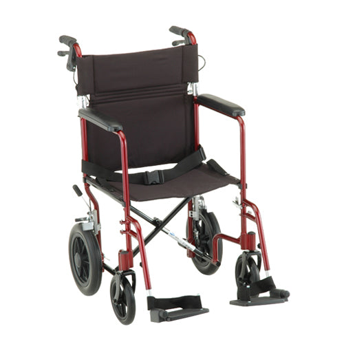 Nova Transport Chair with 12 Rear Wheels in Red|Nova Transport Chair with 12 Rear Wheels in Blue|Nova Transport Chair with 12 Rear Wheels Folded