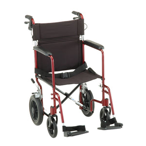 Nova Transport Chair with 12 Rear Wheels in Red|Nova Transport Chair with 12 Rear Wheels in Blue|Nova Transport Chair with 12 Rear Wheels Folded