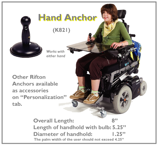 Rifton Anchors may be beneficial for head and trunk control, as well as allowing increased function of the other arm.
