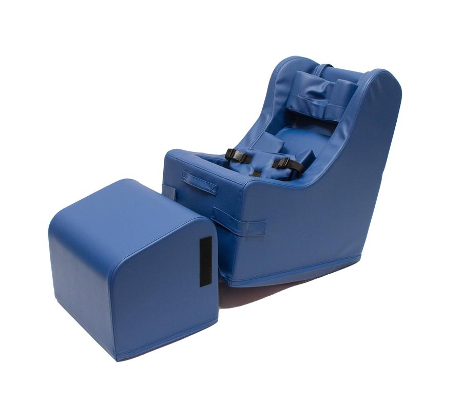 Freedom Concepts Rocker Chill-Out Chair|Spirit Series Fabric, Color Royal|Rocker Chill-Out Chair - Velco Straps to Lock the Rock|Rocker Chill-Out Chair - Specification Sheet|Chill-Out Chair - Fabric Selection