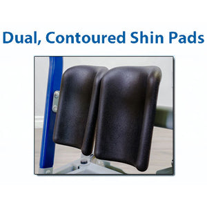 Span America F450T Standing Transfer Aid|Swing away padded seat for ease of transfer|Non-slip footplate keeps patients firmly in place while transferring|Shin pads are contoured and comfortable for each user|Optional Floor Lift Support Strap