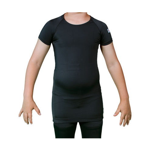Black SPIO - Upper Body Orthosis Short Sleeve Shirt Front|Black SPIO - Upper Body Orthosis Short Sleeve Shirt Back